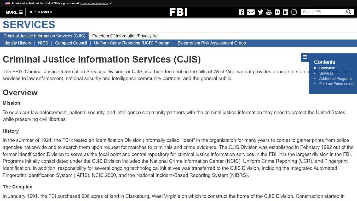 Criminal Justice Information Services (CJIS) — FBI