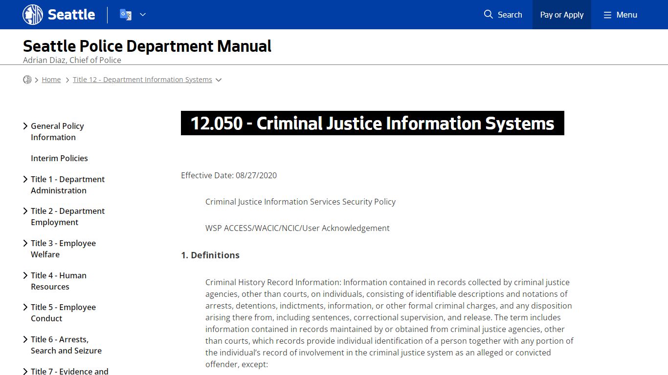 12.050 - Criminal Justice Information Systems - Seattle